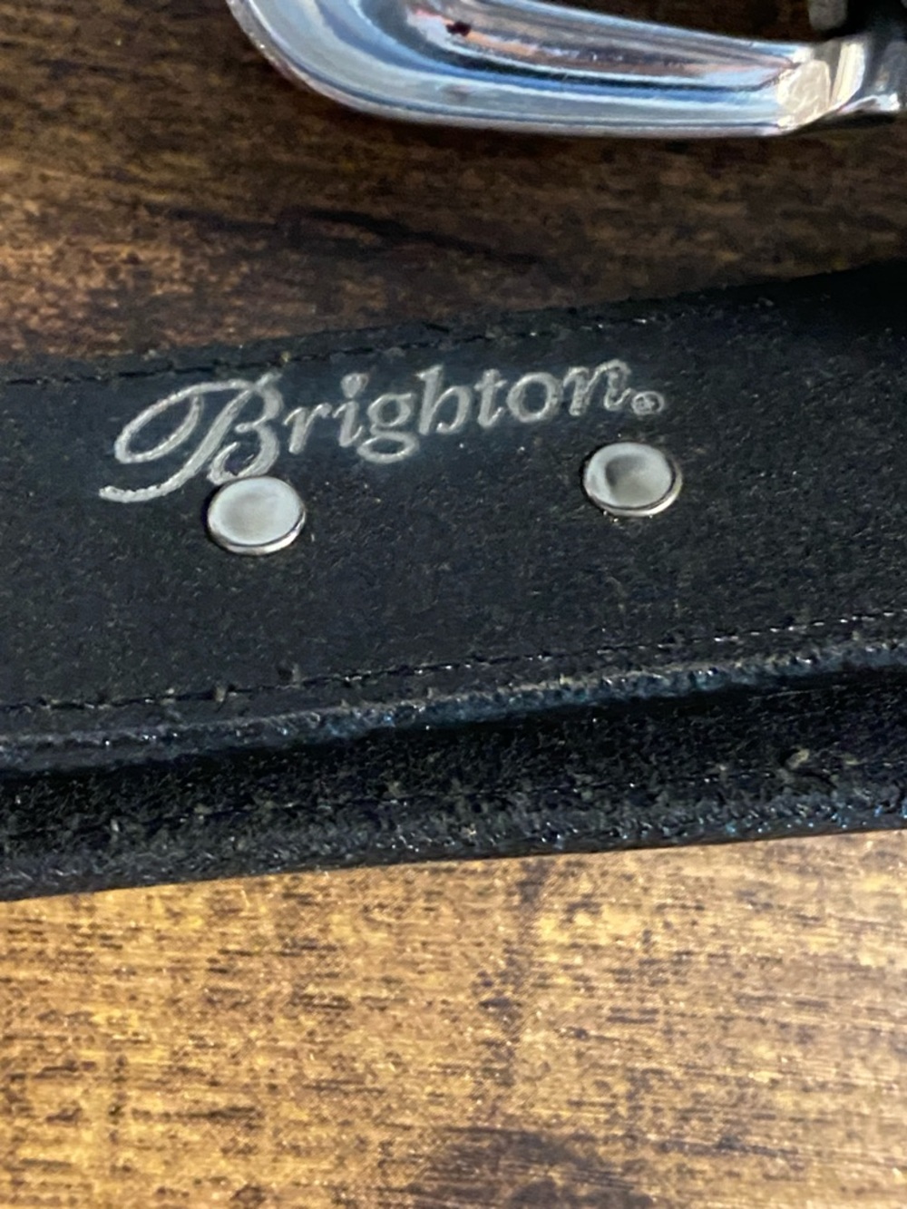Brighton Black Leather Belt with Silver Western Buckle - Picture 5 of 8